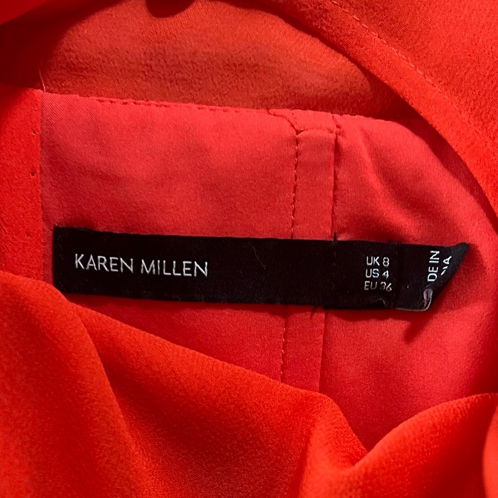 KAREN MILLEN Orange Chiffon Dress Size 4 - Picture 9 of 9